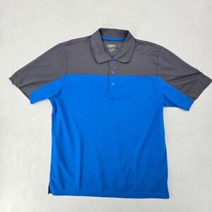 Core 365‎ Mens Large Blue Grey Colorblock Performance Polo Shirt CE101 Sporty